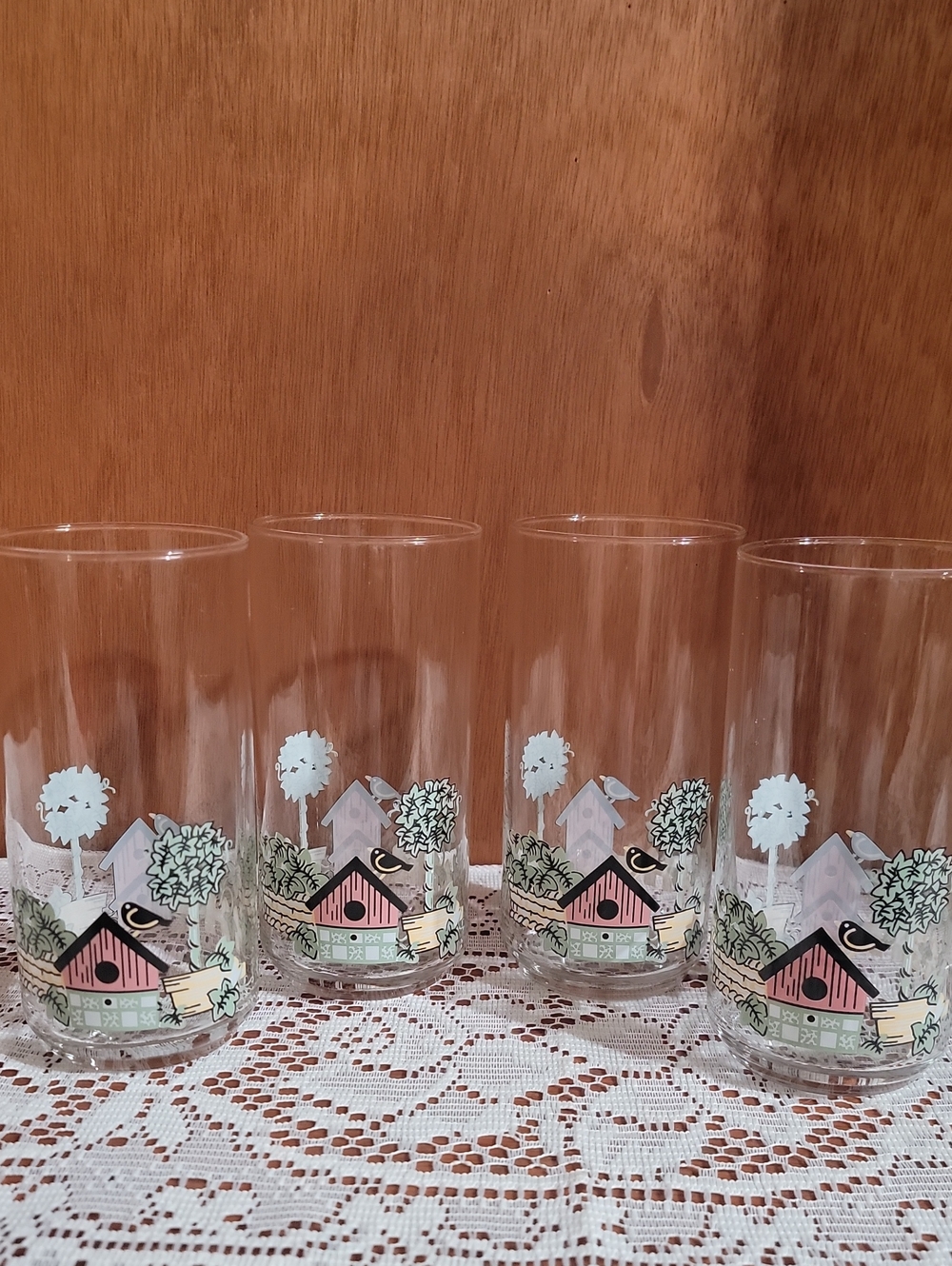 Vintage Corelle "Garden Home" Glasses Set Of 4